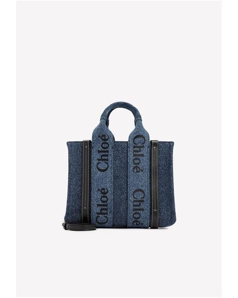 chloe woody tote bag denim|CHLOE .